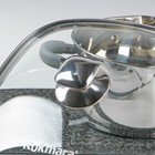 Крышка для сковороды и кастрюли стеклянная, квадратная, 26 см, с ободом и ручкой из нержавеющей стали - Фото 3