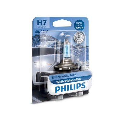 Лампа автомобильная Philips White Vision ultra, H7, 12 В, 55 Вт, 12972WVUB1