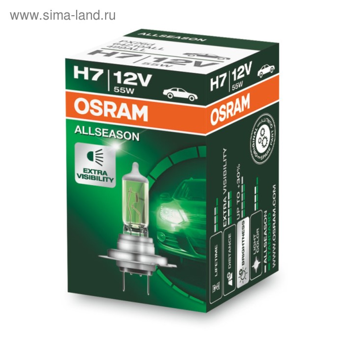 Лампа автомобильная Osram Allseason Ultra Life, H7, 12 В, 55 Вт, 64210ALL - Фото 1