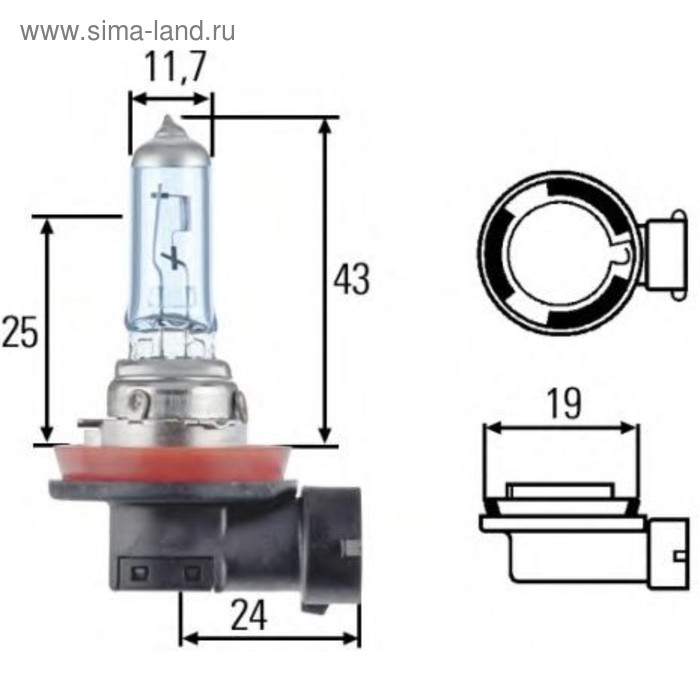 Лампа автомобильная Hella, H8, 12 В, 35 Вт, 8GH 008 356-011 - Фото 1