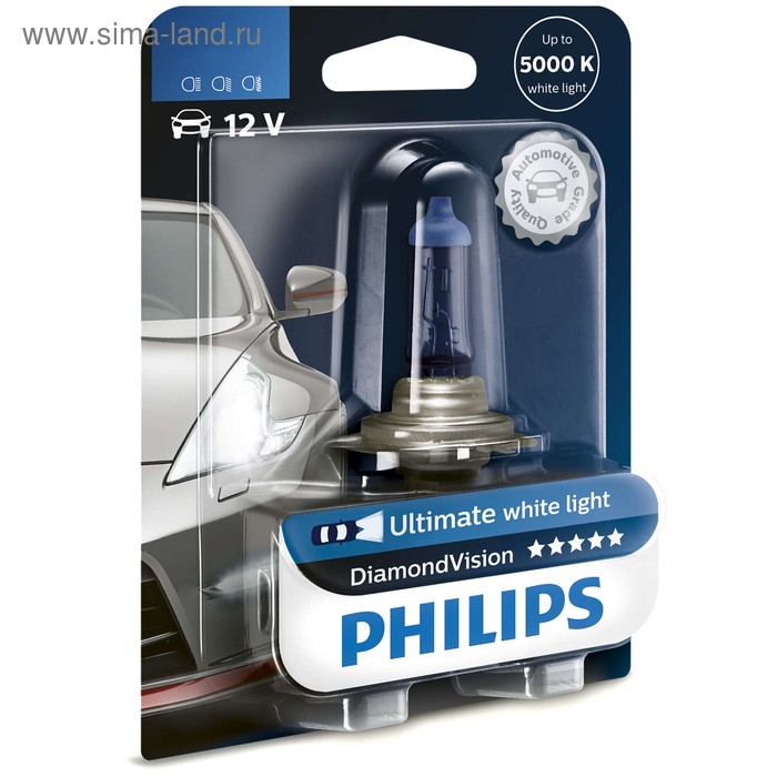 Лампа автомобильная Philips Diamond Vision, HB3, 12 В, 60 Вт, 9005DVB1 - Фото 1