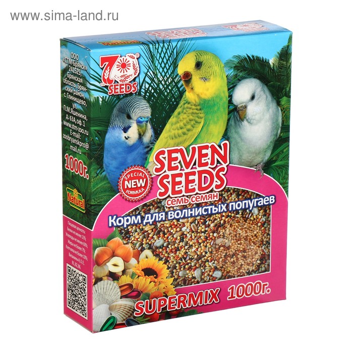 Корм Seven Seeds SUPERMIX для волнистых попугаев, 1 кг - Фото 1