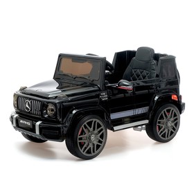 Электромобиль MERCEDES-BENZ G63 AMG, EVA колеса, кожаное сидение, цвет чёрный глянец