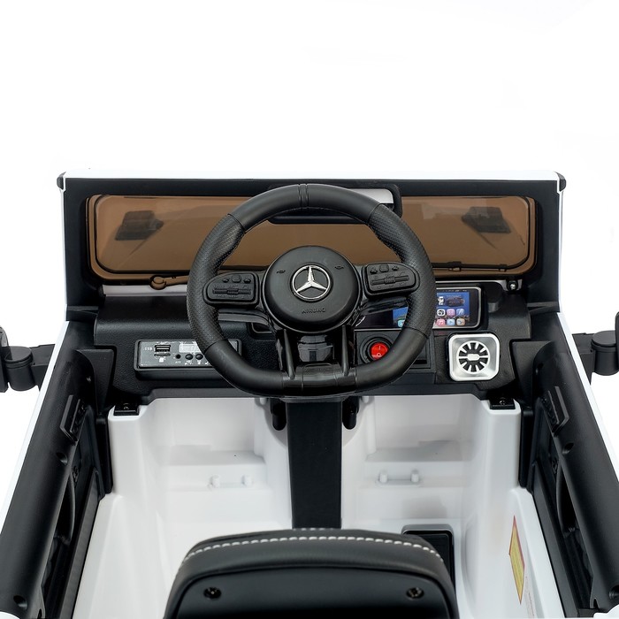 Электромобиль MERCEDES-BENZ G63 AMG, EVA колеса, кожаное сиденье, цвет белый - фото 1907044132