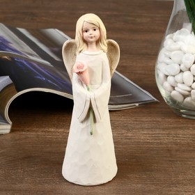 Сувенир полистоун "Ангел-девушка в белом платье с цветами/сердцем" МИКС 15,5х7х4,5 см