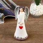 Сувенир полистоун "Ангел-девушка в белом платье с сердцем/букетом" МИКС 20х8х6,2 см - фото 8889535