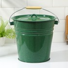 Ведро эмалированное, 12 л, с крышкой, зелёное - Фото 1