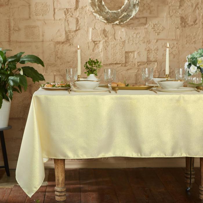 Скатерть Этель "Пудра" цв.золотой, 150*220 см, 115 ±10 гр,100% п/э - Фото 1
