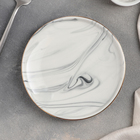 Тарелка керамическая пирожковая «Мрамор», d=15 см, цвет серый - фото 10807633