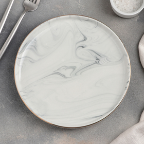 Тарелка керамическая десертная «Мрамор», d=20 см, цвет серый