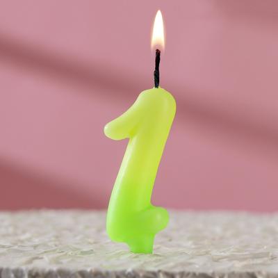 Свеча для торта цифра "Люминесцентная", 5,5 см, цифра "1"