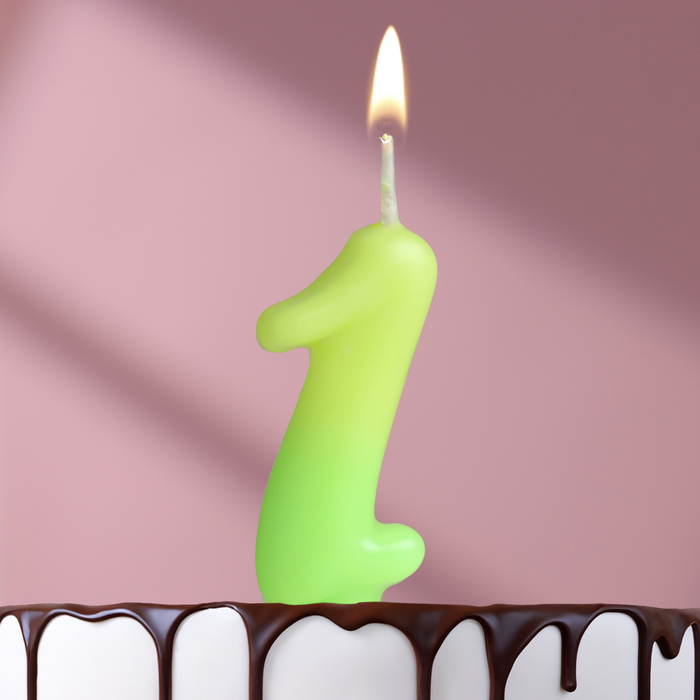 Свеча для торта цифра «Люминесцентная», 5.5 см, цифра 1 - Фото 1