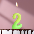 Свеча для торта цифра «Люминесцентная», 5.5 см, цифра 2 - Фото 1