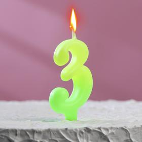 Свеча для торта цифра "Люминесцентная", 5,5 см, цифра "3"