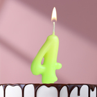 Свеча для торта цифра «Люминесцентная», 5.5 см, цифра 4 - Фото 1