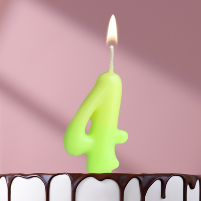 Свеча для торта цифра «Люминесцентная», 5.5 см, цифра 4