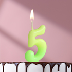 Свеча для торта цифра «Люминесцентная», 5.5 см, цифра 5 - Фото 1