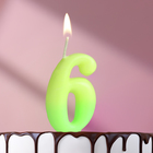 Свеча для торта цифра «Люминесцентная», 5.5 см, цифра 6 - Фото 1