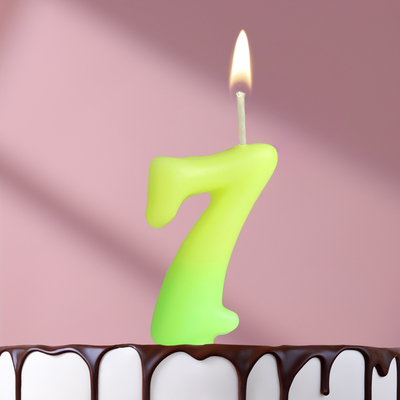 Свеча для торта цифра «Люминесцентная», 5.5 см, цифра 7