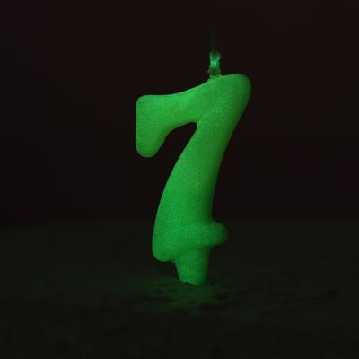 Свеча для торта цифра «Люминесцентная», 5.5 см, цифра 7