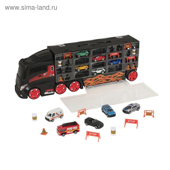 Игровой набор для детей Teamsterz «Автоперевозчик», с 10 премиум машинками - Фото 1