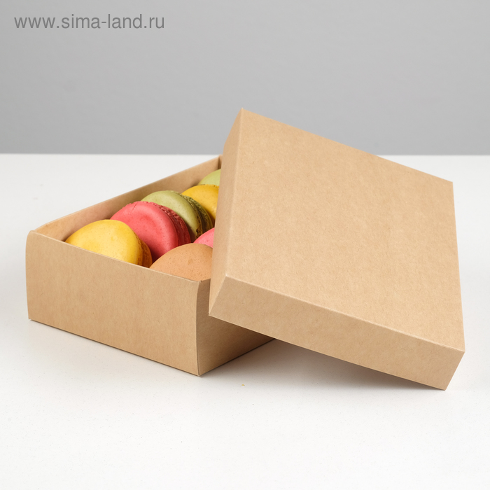 Коробка картонная без окна, крафт, 16,5 х 12,5 х 5,2 см - Фото 1