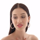Серьги-кольца «Жемчужная нить» d=4.5, белые в золоте - Фото 3
