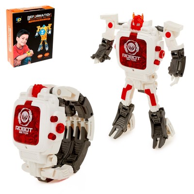 Робот «Часы», трансформируется в часы, работает от батареек, цвет белый