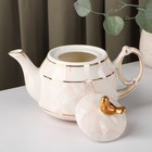 Набор керамический чайный «Мрамор», 6 предметов: чайник 800 мл, 4 кружки 170 мл, поднос 31×21×2,5 см, цвет розовый - Фото 3