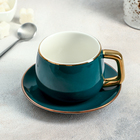 Чайная пара керамическая «Изумруд», 2 предмета: чашка 300 мл, блюдце d=13,5 см - фото 318247189