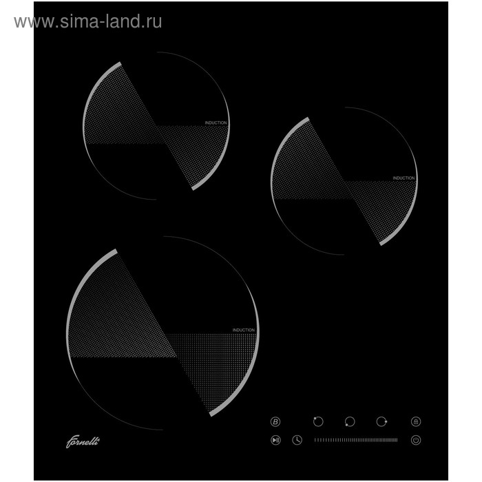 Варочная поверхность Fornelli PIA 45 LUCE BL, индукционная, 3 конфорки, сенсор, чёрная - Фото 1