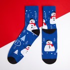 Носки мужские "Снеговики" р. 41-44 (27-29 см), синий - Фото 3