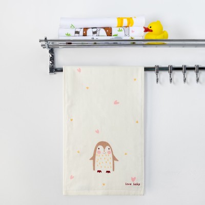 Полотенце двухстороннее Крошка Я "Пингвинчик" цв.серый 25 х 50 см, 100% хлопок