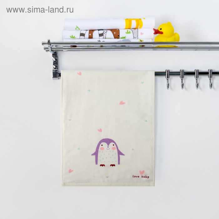 Полотенце двухстороннее Крошка Я  "Пингвинчик"цв.синий 25 х 50 см, 100% хлопок - Фото 1