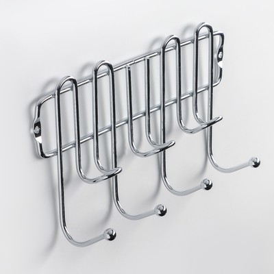 Вешалка настенная на 7 крючков Доляна «Симпл», 20.5×12×5 см, хромированная