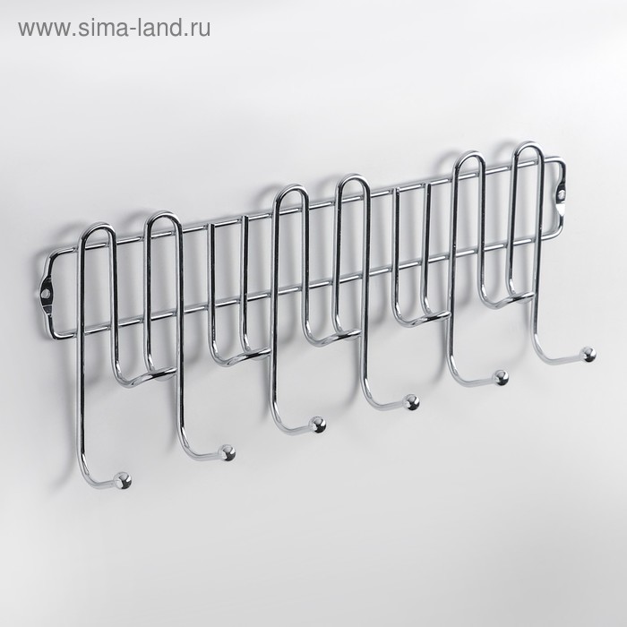 Вешалка настенная на 11 крючков Доляна «Симпл», 31×12×5 см, цвет хром - Фото 1
