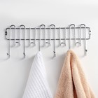 Вешалка настенная на 11 крючков Доляна «Симпл», 31×12×5 см, цвет хром - Фото 2