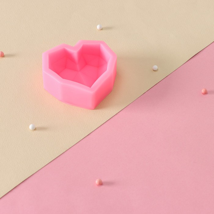Молд Доляна «Сердце», силикон, 7,3×7,3×2,3 см, цвет розовый