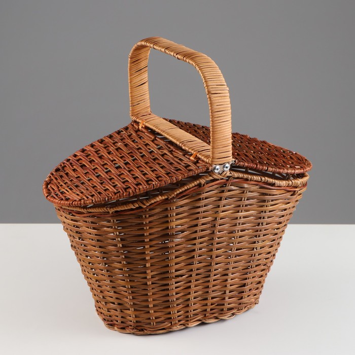Корзина плетёная для хранения «Пикник», 35×20×22 см, ручка h=11 см, ротанг - Фото 1