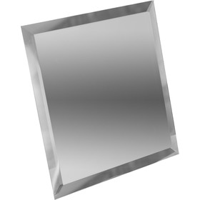 Квадратная зеркальная серебряная плитка с фацетом 10 мм, 300х300 мм
