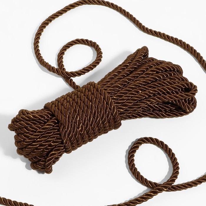 Шнур витой, d = 5 мм, 10 ± 1 м, цвет коричневый - Фото 1