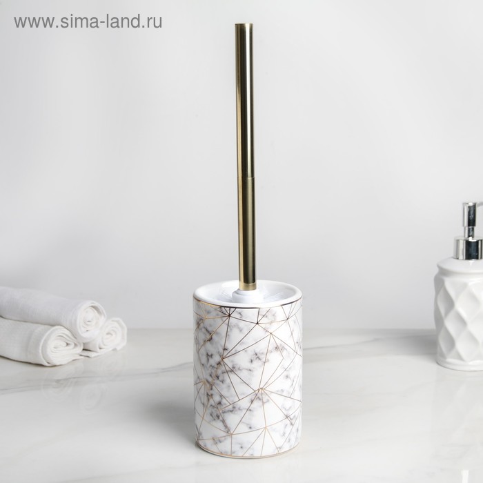 Ёршик для унитаза с подставкой «Лили», 9.5×9.5×37 см, белый - Фото 1