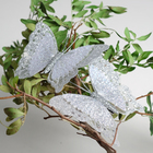 Бабочка для декора и флористики, на прищепке, пластиковая, серебряная, микс, 1 шт.,10 см - Фото 1