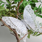 Бабочка для декора и флористики, на прищепке, пластиковая, серебряная, микс, 1 шт.,10 см - Фото 2