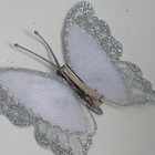 Бабочка для декора и флористики, на прищепке, пластиковая, серебряная, микс, 1 шт.,10 см - Фото 3