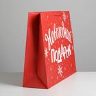 Пакет подарочный ламинированный горизонтальный «Новогодний подарок», L 40 x 31 х 11.5 см - Фото 2