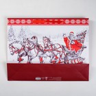 Пакет подарочный ламинированный горизонтальный «Новогодняя повозка», L 40 × 31 × 9 см - Фото 3