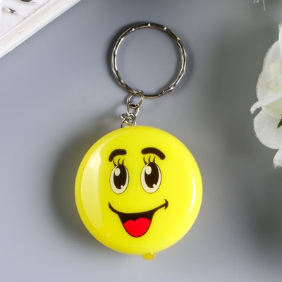 Фонарик брелок для ключей на кольце «Смайлик-рожица», светит, 1×4×4 см, МИКС