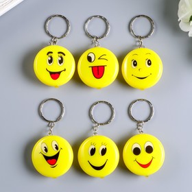 Фонарик брелок для ключей на кольце «Смайлик-рожица», светит, 1?4?4 см, МИКС (комплект 12 шт)