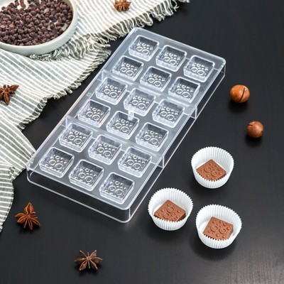 Форма для шоколада KONFINETTA «Пористый шоколад», 33×16,5×2,5 см, 18 ячеек, ячейка 3×3×1 см